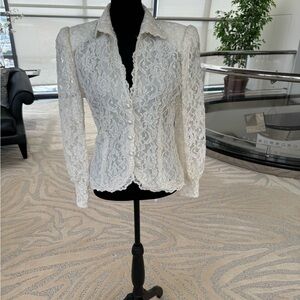 Vintage Farinae Collections Lace Button-Up Jacket